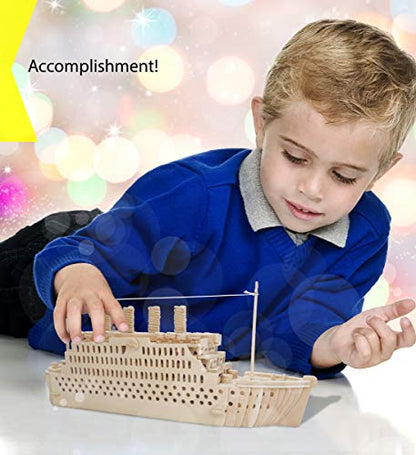 Puzzled 3D Puzzle Titanic Wood Craft Model Construction Kit, 178 Pieces