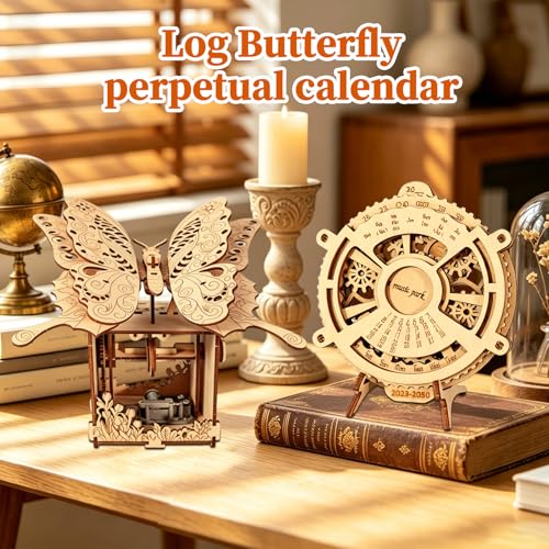 Music Park 3D Wooden Puzzle, Butterfly & Calendar - color: Natural Wood