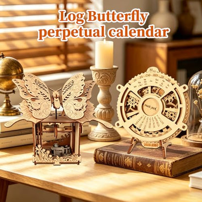 Music Park 3D Wooden Puzzle, Butterfly & Calendar - color: Natural Wood