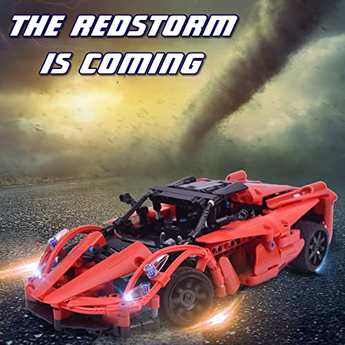 WISEPLAY Build Your Own RC Car Kit- 380PCS STEM Remote Control Car Building Kit - Great Building RC Gift for Your Kid - color: Red Storm
