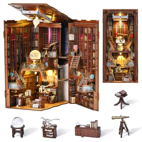 MiniCity Beyond Library Book Nook Kit, DIY Wooden Bookshelf Model with LED - color: Beyond Library