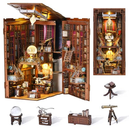 MiniCity Beyond Library Book Nook Kit, DIY Wooden Bookshelf Model with LED - color: Beyond Library