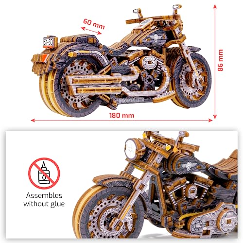 WOODEN.CITY Cruiser V‑Twin LE Mechanical Motorcycle Model Kit, 3D Puzzles for Adults – Motorcycle Puzzle for Adults and Teens; Build a Wooden Bike and Enjoy a Unique Gift - style: Motorcycle