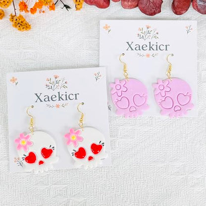Xaekicr Heart Skull Polymer Clay Cutters for Earrings – 1pc Cute Skull Clay Earring Cutters, Polymer Clay Molds, Halloween Clay Tools - color: N color