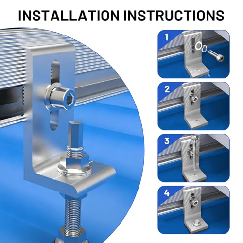 10Pcs L Foot Solar Mount, Aluminum Alloy Photovoltaic Panel Mounting Bracket, Photovoltaic Mount, Waterproof Solar Panel Bracket for Roof PV System