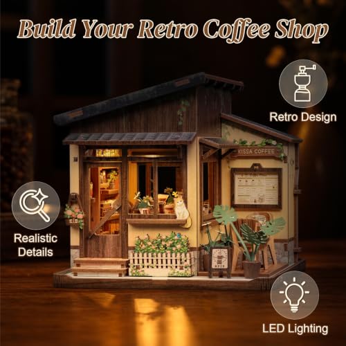 Cutefun Book Nook Kits for Adults, DIY Miniature House Kit Coffee Shop - color: Kissa Coffee