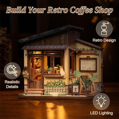 Cutefun Book Nook Kits for Adults, DIY Miniature House Kit Coffee Shop - color: Kissa Coffee