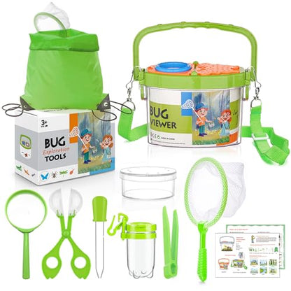 Bug Catcher for Kids - Outdoor Insect Catching Kit with Butterfly Net, Bug Box, and Storage Bag - Non-Toxic Educational Toys for Nature Exploration, for Boys & Girls Ages 3-12