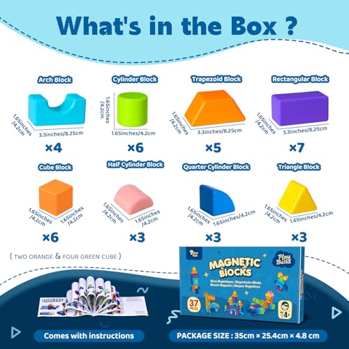 Pairez Toys Magnetic Building Blocks, Magnetic Blocks for Kids Ages 4-8 - color: 37 Pieces