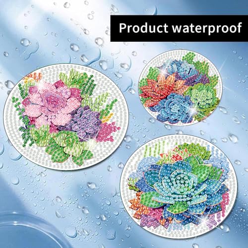 8 Pcs Green Plants Diamond Art Coasters Kit for Adults with Holder 4x4in - color: Plant Coasters, size: 8 Pcs 4x4in