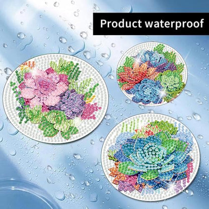 8 Pcs Green Plants Diamond Art Coasters Kit for Adults with Holder 4x4in - color: Plant Coasters, size: 8 Pcs 4x4in