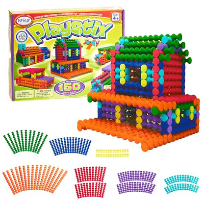 POPULAR PLAYTHINGS Playstix Construction Toy Set, 150 Piece Kit - style: 150 Piece Kit