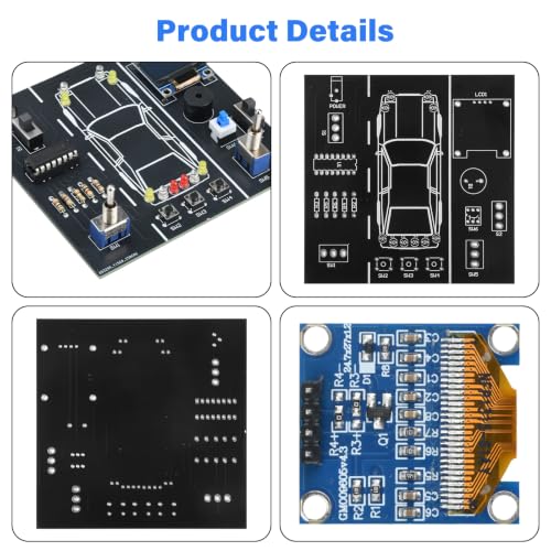 Car Driving Simulation Soldering Practice Kit, DIY Electronics Project Car Driver Simulator Solder Kit with LCD Display & Realistic Lighting Effects for DIY Learning