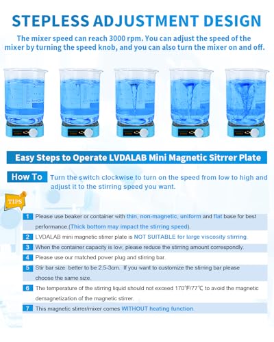 3000RPM Magnetic Stir Plate, Mini Scientific Stirrer, 3000ml - Blue - color: Blue
