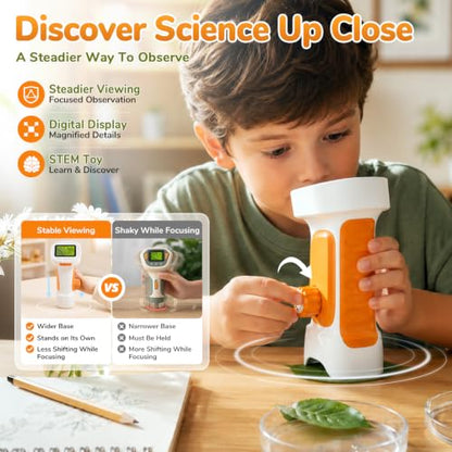 1000X Handheld Digital Microscope for Kids with 2.4" IPS Screen (Orange) - color: Orange