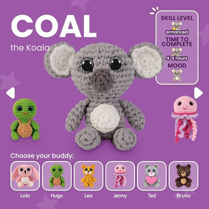 Cookie Box Crochet Kit for Beginners, Koala Coal - color: Gray