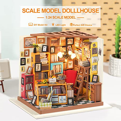 RoWood DIY Miniature Dollhouse Kit, 1:24 Scale Tiny House Building Kits - Sam's Study - style: Sam's Study