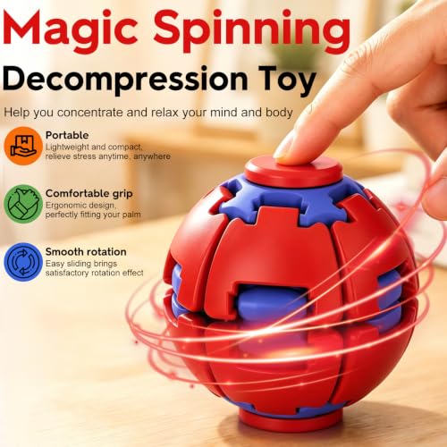 3D Printed Gear Fidget Spinner Toy, Mechanical Kinetic Desk Toy, Portable Sensory Fidget Gadget, Metal EDC Desk Accessory, Creative Office Gift, Flame Red - color: Flame Red