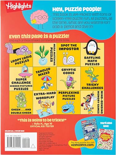 brainPLAY Nearly Impossible Puzzles: Highlights Puzzle Book for Kids with Super Hard Brain Teasers, Logic Games, Hidden Objects and Wordplay for Puzzle Lovers Ages 7 and Up (brainPLAY Puzzle Books)