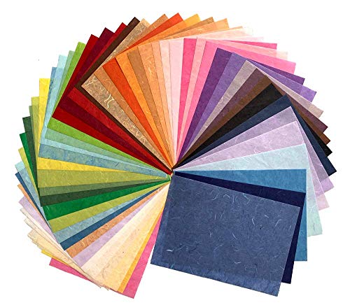 50 Sheets Mixed Colors A4 Thin Natural Fiber Mulberry Paper Sheets Art Tissue Washi Paper Design Craft Art Origami Suppliers Card Making DIY Craft