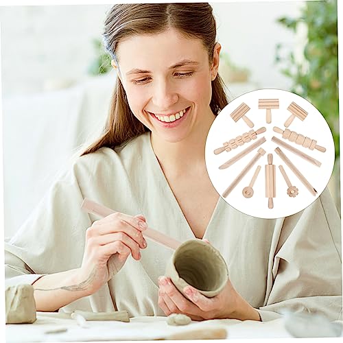 Garneck 12pcs Wooden Clay Sculpting Tools Set for Kids