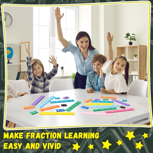 6 Sets Fraction Tiles, Math Manipulatives for Classroom, Vivid Color - color: Vivid Color