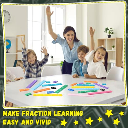 6 Sets Fraction Tiles, Math Manipulatives for Classroom, Vivid Color - color: Vivid Color