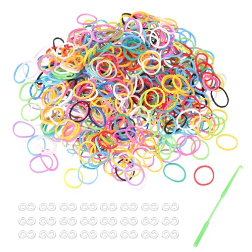 MECCANIXITY 600 Pcs Loom Rubber Bands Kit with 25 Pcs S-Clips 1-Hook Rubber Bands Refill Bracelet Making Kits for Weaving DIY Handcrafts Gift, Mixed Colors - color: Mixed Colors