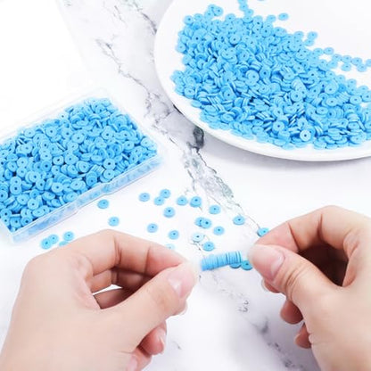 6mm Polymer Clay Beads for Bracelets Making 1000PCS - color: Cyan blue