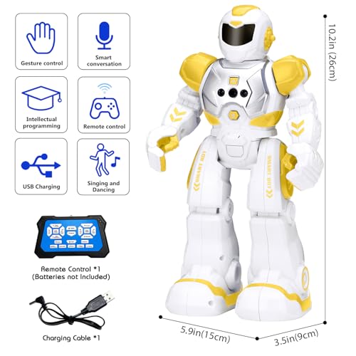 KingsDragon Robots Toy for Kids, RC Robot Gesture Sensing Smart Toy - color: Yellow