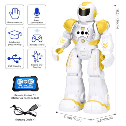 KingsDragon Robots Toy for Kids, RC Robot Gesture Sensing Smart Toy - color: Yellow