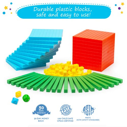 Simply magic 141 PCS Base Ten Blocks for Math - Place Value Number Cubes