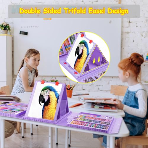 Art Supplies, 272 Pack Art Set Crafts Drawing Kit for Kids Girls Boys Teens - color: Purple