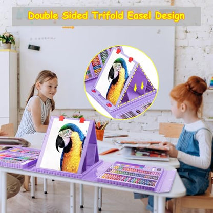 Art Supplies, 272 Pack Art Set Crafts Drawing Kit for Kids Girls Boys Teens - color: Purple