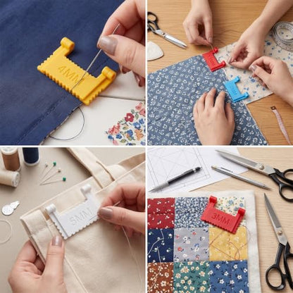 6 Pcs Edge Clip On Sewing Ruler Non-Slip Hand Sewing Stitching Guide Tool - size: 1.5mm/2mm/3mm/4mm/5mm/6mm