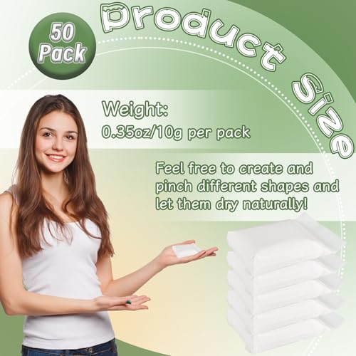 50 Pack White Air Dry Foam Clay,17.6oz Super Light Modeling Foam Clay,White Soft Modeling Clay for Birthday Gift,Arts & Crafts,Family & Classroom Rewards - color: White - 50 Pack