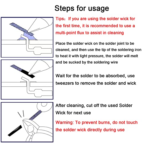Solder Wicks braid，Solder Sucker，10ft Length 3 Pieces No-Clean Desoldering Braided Wicks. Solder Removal Tool，Desoldering Wick Used to Remove the Solder and Disassemble Electrical Components - style: 3pcs