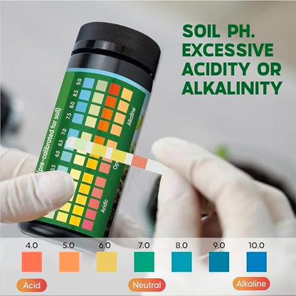 Soil Test Kit – 100 Soil pH Test Strips (3.5–9 Range) for Garden, Lawn & Indoor Plants – Easy At-Home Soil Testing
