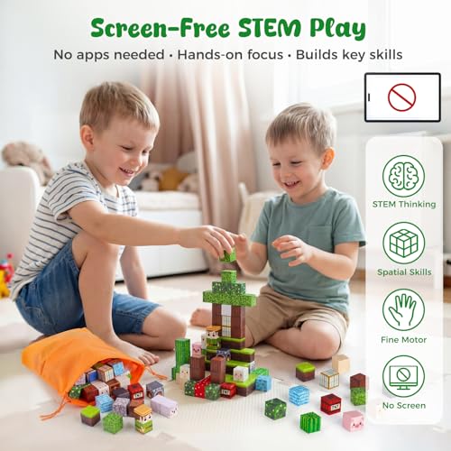 3 otters 150PCS Magnetic Blocks, with a Storage Bag, Forest Explorer - style: Forest Explorer