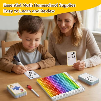 JoyCat 144 Addition & Subtraction Flash Cards with Learning Board, Ages 4-8