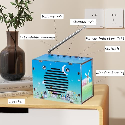 STEM Toys DIY FM Radio Kit, Science Circuit Project, Boy Gift Toys Age 8-13 - color: Printed Blue