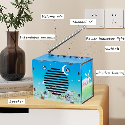 STEM Toys DIY FM Radio Kit, Science Circuit Project, Boy Gift Toys Age 8-13 - color: Printed Blue