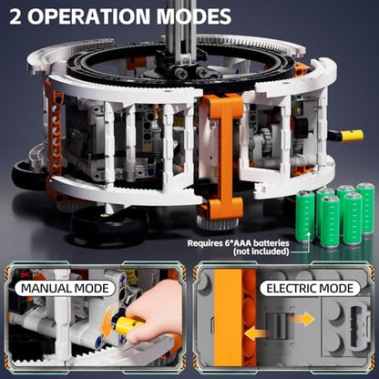 Dual-Mode Spinning Solar System Space Building Kit, STEM Model with Rotating Planets, Light-up Sun and Astronomy Educational Toys for Kids, Outer Space Birthday Gift for Ages 8+ (1282 PCS)