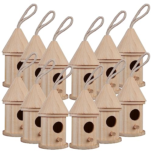 Make Market 5" Wooden Hut Birdhouse - Unfinished Birdhouse Made of 100% Wood, Outdoor Nesting Boxes - Bulk 12 Pack