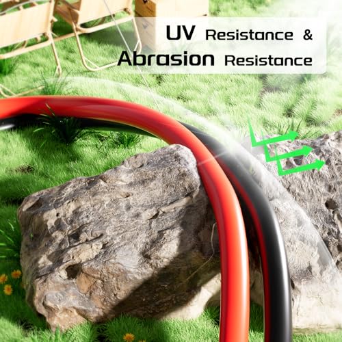 Bateria Power 2x50 Feet 8AWG (10mm²) Solar Panel Wire, Tinned Copper Solar Panel Extension Cable PV Wiring for Photovoltaic Solar System, Automotive RVs, Marine (50FT Red + 50FT Black) - color: Black+Red, size: 50Ft 8AWG