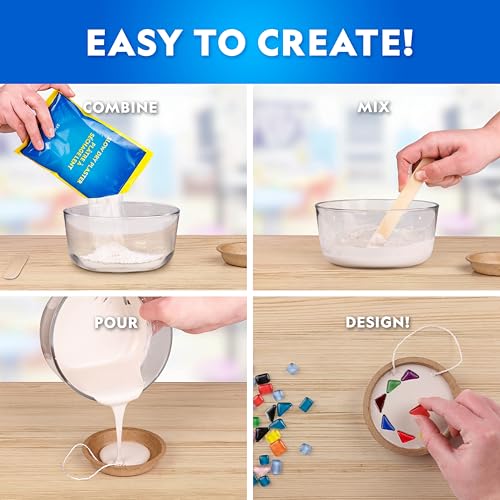 National Geographic Mosaic Arts and Crafts Kit for Kids - Mosaic Kit for Creating 3 Glass Tile Mosaic Art Projects, Includes Glass Tiles, Templates, Plaster & More, Art Supplies, Mosaic Kits for Kids - style: Mosaic Craft Kit