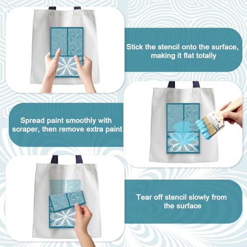4Pcs 4 Styles Polymer Clay Texture Stencil 3.9 x 6 Inch Silk Screen Stencils Reusable Geometric Texture Pattern Nylon Mesh Transfers for Clay Wood Fabric Canvas Jewelry Making DIY Crafts - color: Mixed Shapes-2