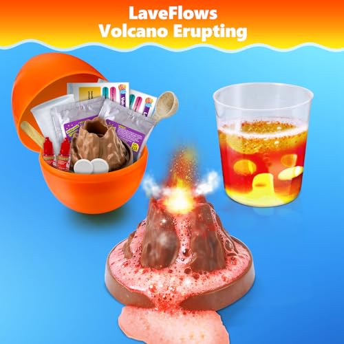 4 Jumbo Easter Basket Stuffer Surprise Eggs, Science Experiments for Kids, Easter Toys Gift Idea for Boys and Girls Educational Party Favor STEM Activities Volcano Crystal Tree