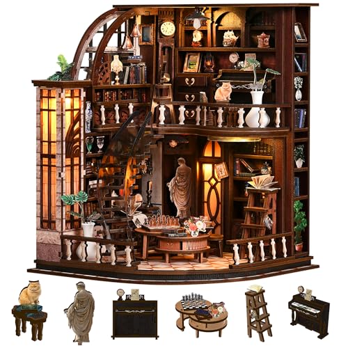 CRIOLPO Book Nook Kits for Adults DIY Miniature House Kit with LED Lights - color: Bacchus Study