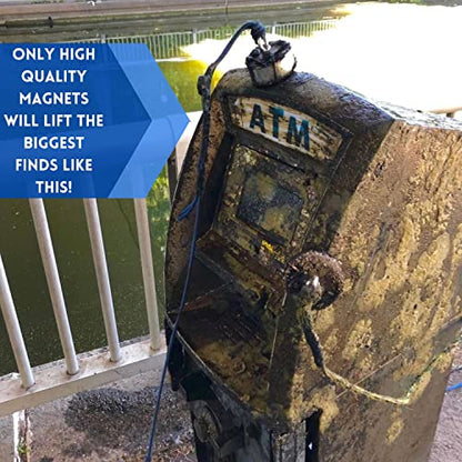 1325 lbs Large Magnet Fishing Kit | Complete Double Sided Fishing Magnet | Includes Strong Neodymium N52 Magnets, Durable 100ft Rope, Grappling Hook + More | Outdoor Treasure Hunting & Metal Detecting